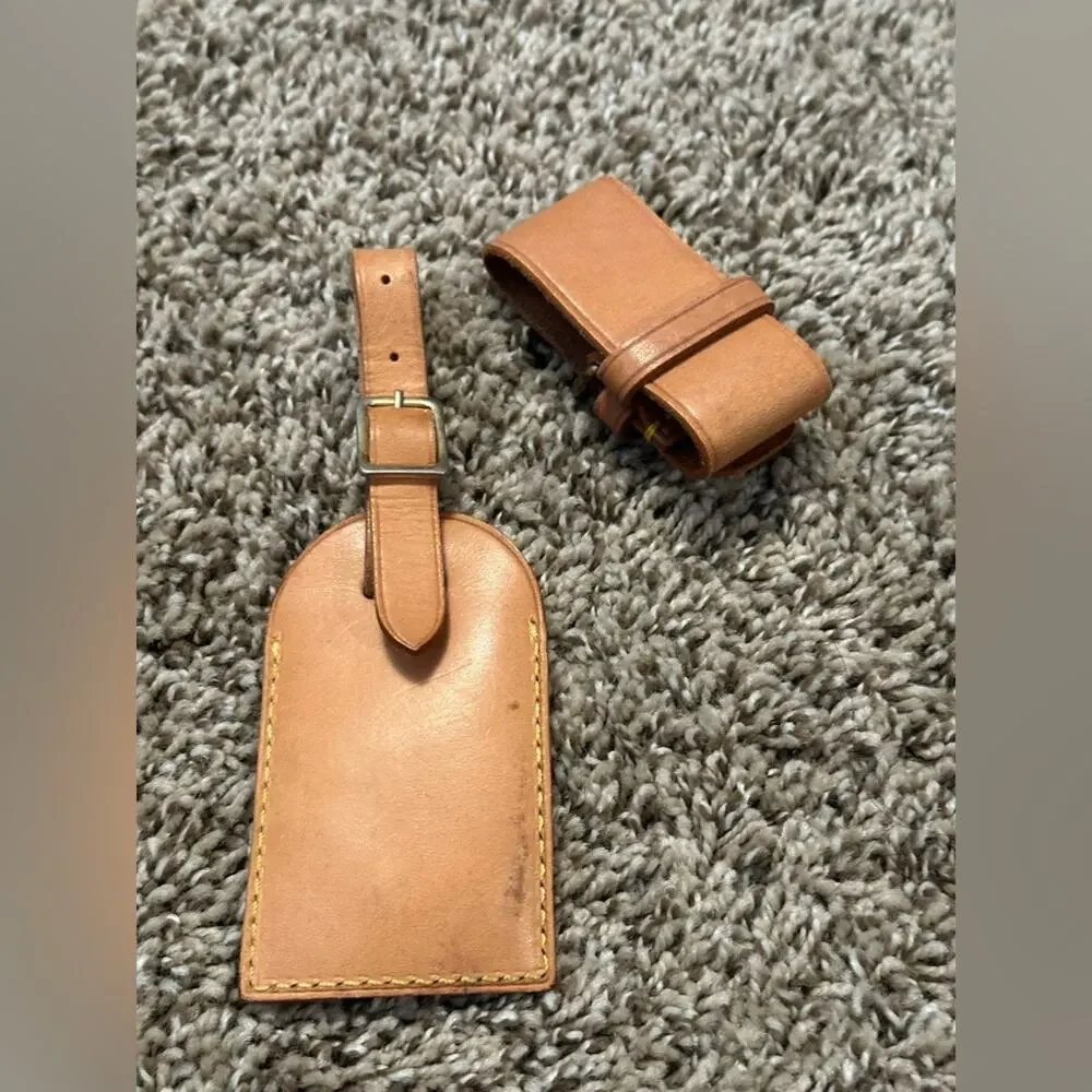 Louis Vuitton Tan Leather Luggage Bag Tag